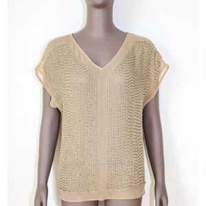 Vintage Y2K Beaded Blouse Festival Sheer‎ Top Summer Beach Vacation Cover Up